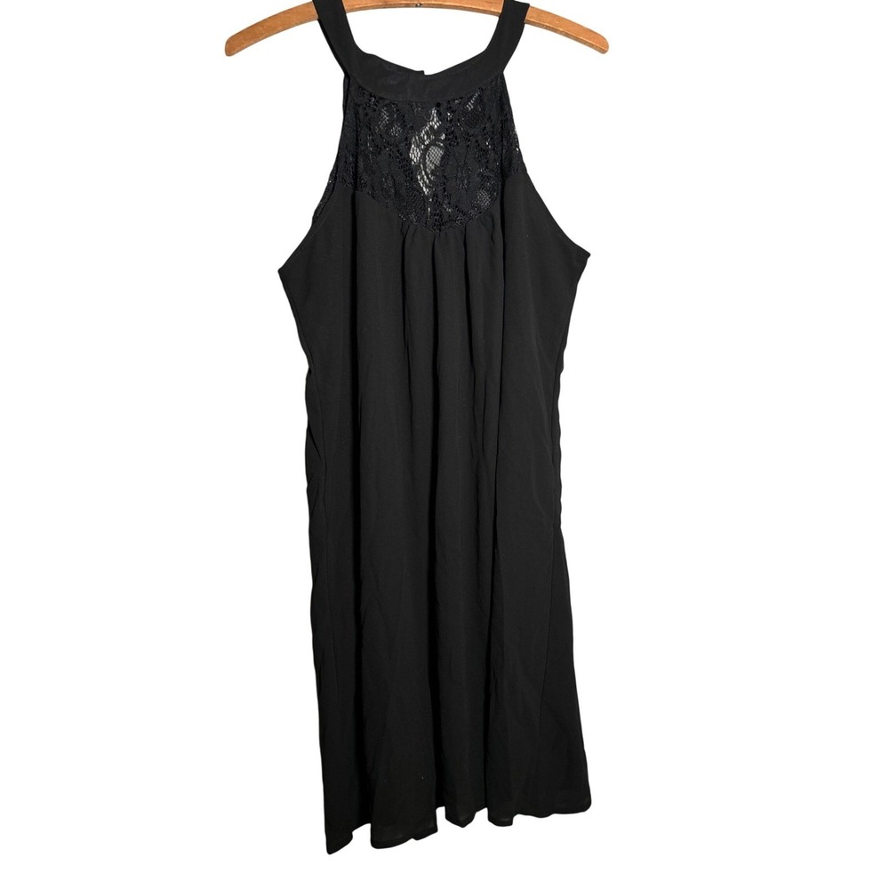 Dream Lace Halter Mini Dress Womens L Chiffon Sleeveless Cocktail Whimsigoth